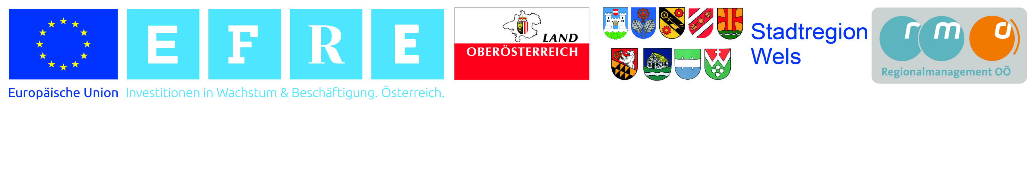 Logoleiste Europäische Union - EFRE - Stadtregion Wels - Land Oberösterreich