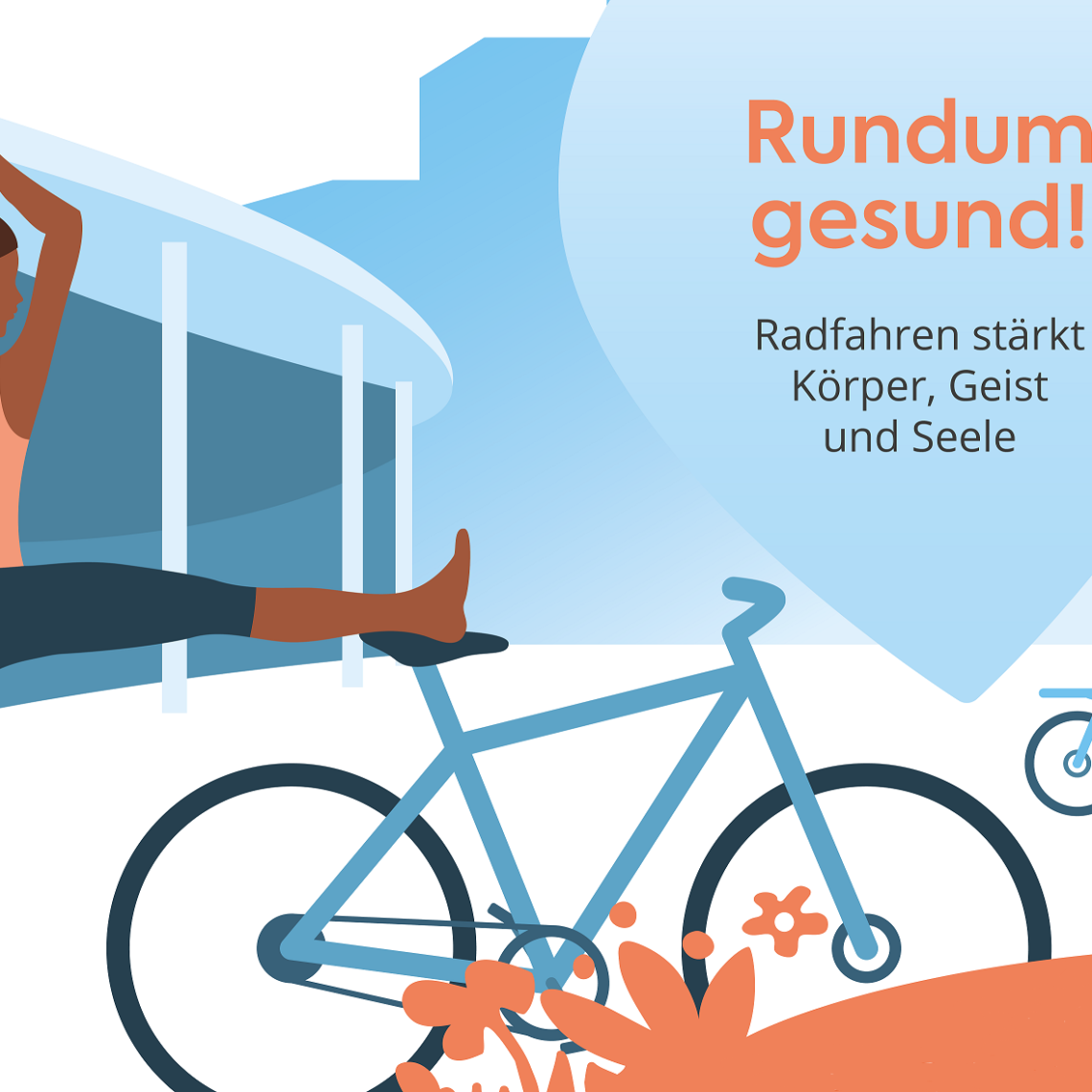 Radfahren und Gesundheit Cover Infofolder "Rundum gesund! Radfahren stärkt Körper, Geist und Seele